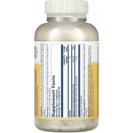 Магній Гліцинат високої засвоюваності, 350 мг, High Absorption Magnesium Glycinate, Solaray, 240 вегетаріанських капсул: ціни та характеристики