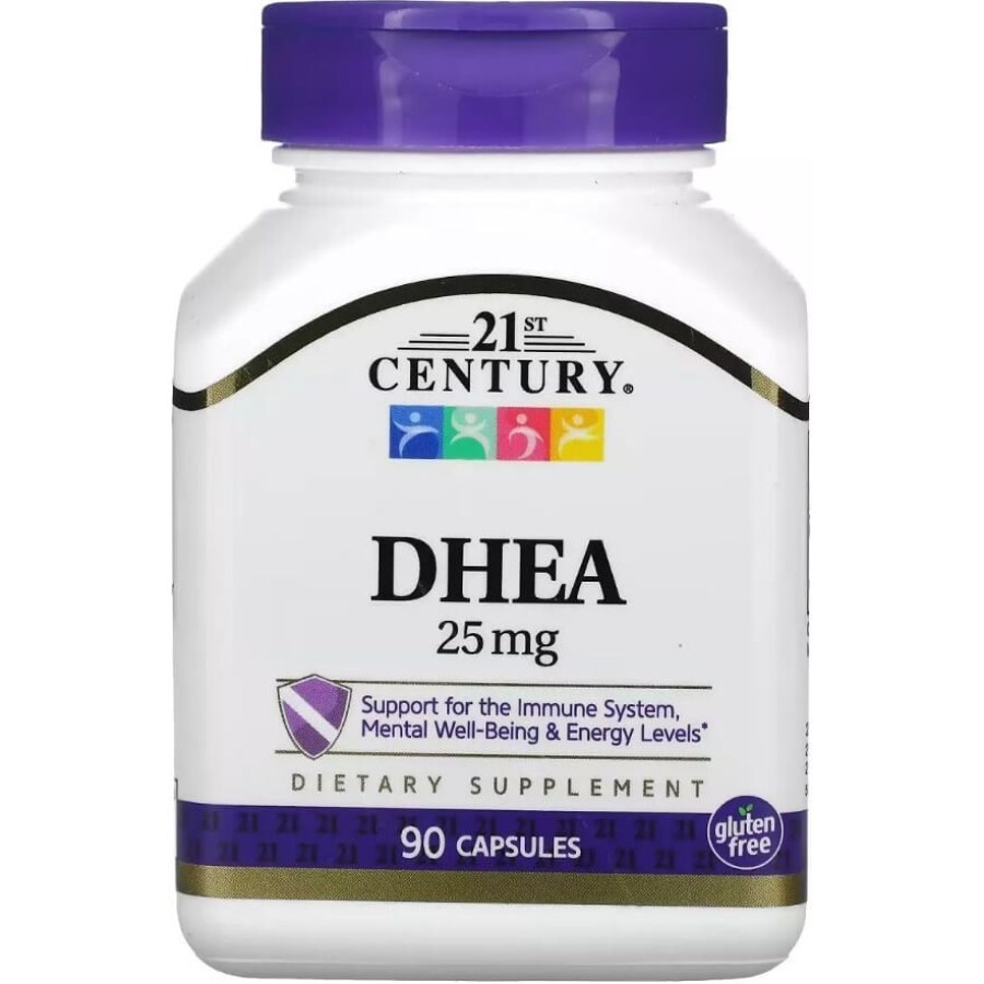 Дегидроэпиандростерон, 25 мг, DHEA, 21st Century, 90 капсул: цены и характеристики