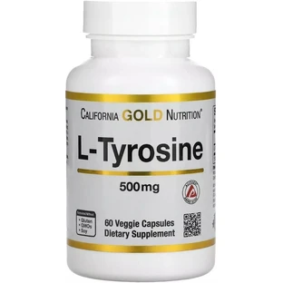 L-Тирозин 500 мг, L-Tyrosine, California Gold Nutrition, 60 вегетарианских капсул