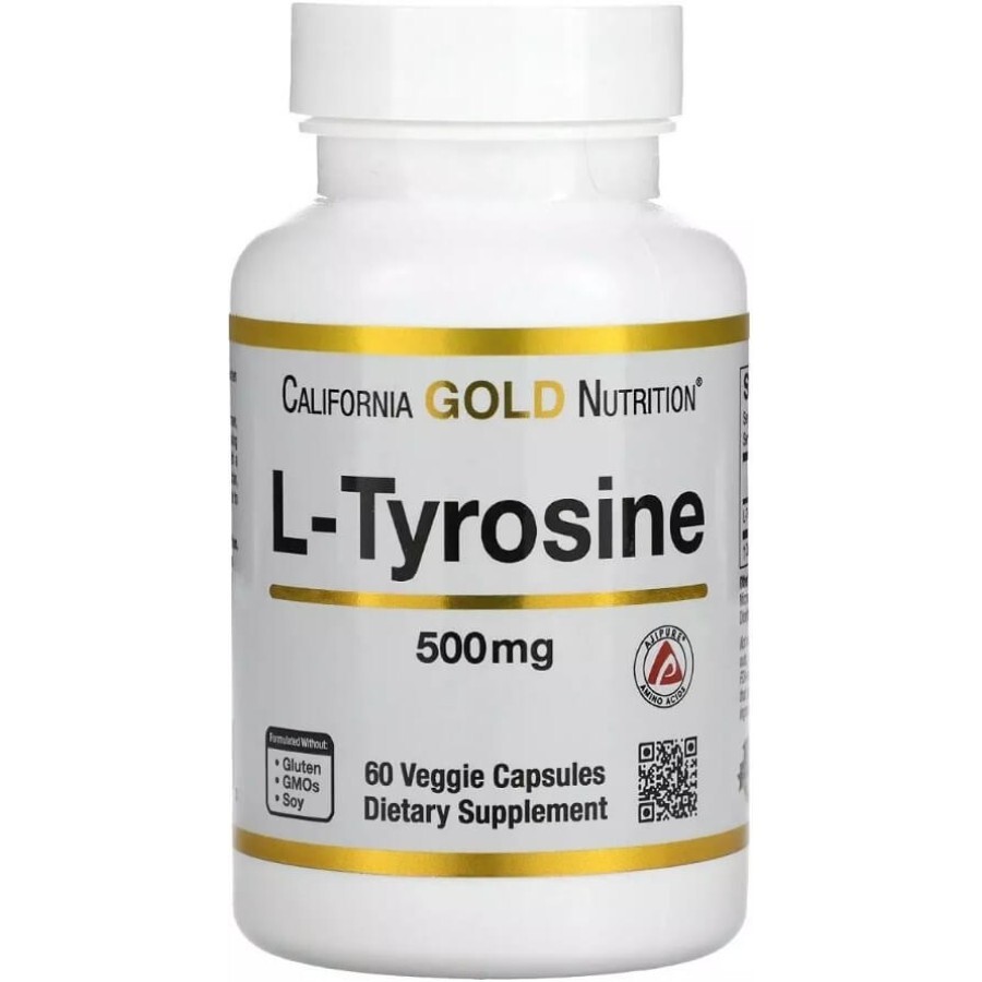 L-Тирозин 500 мг, L-Tyrosine, California Gold Nutrition, 60 вегетарианских капсул: цены и характеристики