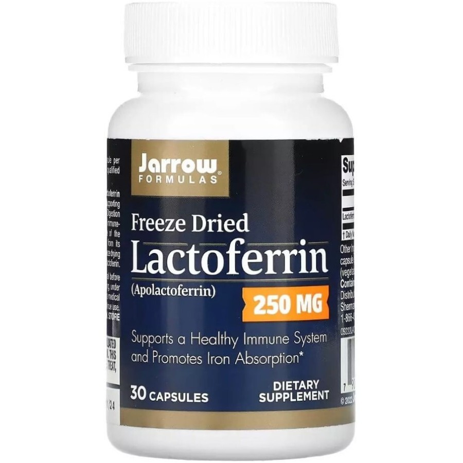 Лактоферрин сублимированный, 250 мг, Lactoferrin, Freeze Dried, Jarrow Formulas, 30 капсул: цены и характеристики