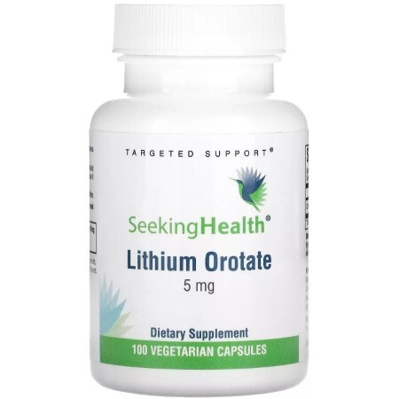 Литий Оротат, 5 мг, Lithium Orotate, Seeking Health, 100 вегетарианских капсул