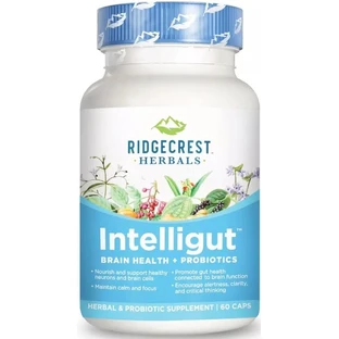 Комплекс для здоров'я мозку з пробіотиком, Інтелігут, Intelligut, RidgeCrest Herbals, 60 капсул