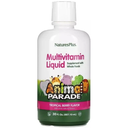 Рідкі Дитячі Мультивітаміни, Тропічний смак, Animal Parade Gold, Natures Plus, 887 мл: ціни та характеристики