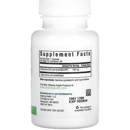 Коензим Q10, 100 мг, Optimal CoQ10, Seeking Health, 60 вегетаріанських капсул: ціни та характеристики