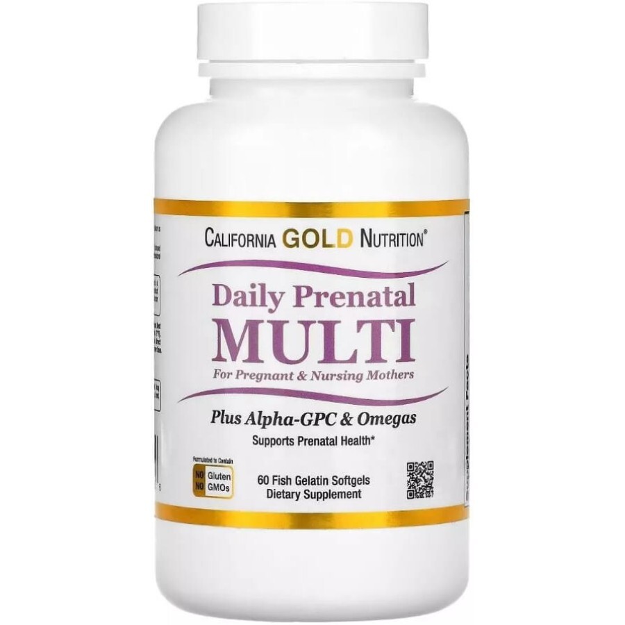 Мультивітаміни для вагітних, Prenatal MultiVitamin, California Gold Nutrition, 60 желатинових капсул: ціни та характеристики