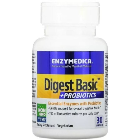Ферменти з пробіотиками, Digest Basic + Probiotics, Enzymedica, 30 капсул