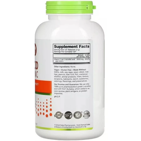 Аскорбінова кислота у порошку, Вітамін C, Ascorbic Acid, 100% Pure Vitamin C, NutriBiotic, 454 гр: ціни та характеристики