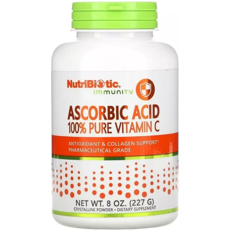 Аскорбінова кислота у порошку, Вітамін C, Ascorbic Acid, 100% Pure Vitamin C, NutriBiotic, 227 гр: ціни та характеристики