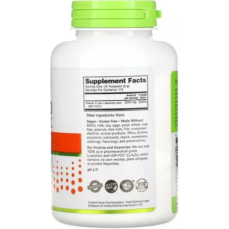 Аскорбінова кислота у порошку, Вітамін C, Ascorbic Acid, 100% Pure Vitamin C, NutriBiotic, 227 гр: ціни та характеристики