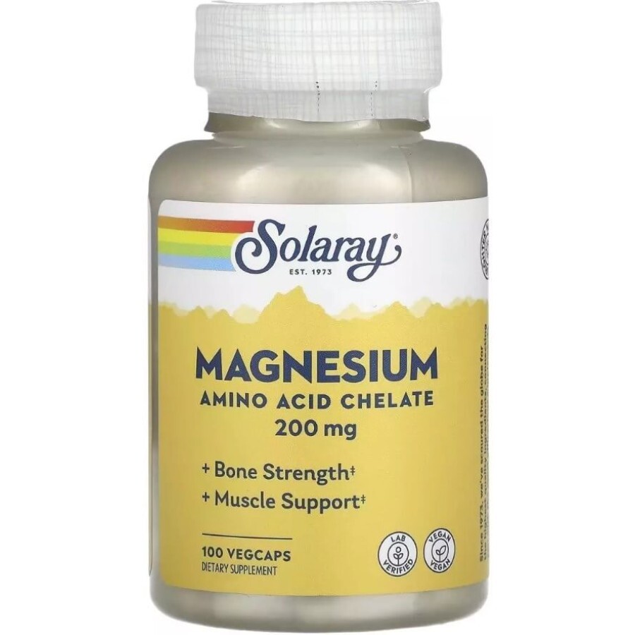 Магний, 200 мг, Magnesium, Solaray, 100 вегетарианских капсул: цены и характеристики
