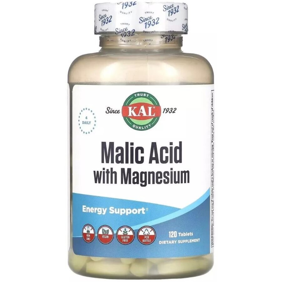 Яблочная кислота и магний, Malic Acid with Magnesium, KAL, 120 таблеток: цены и характеристики