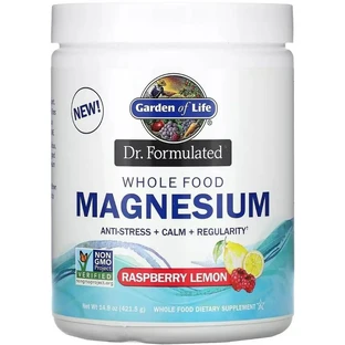 Магній Цільнохарчовий, смак малини та лимона, Whole Food Magnesium Powder, Garden of Life, 421,5 г