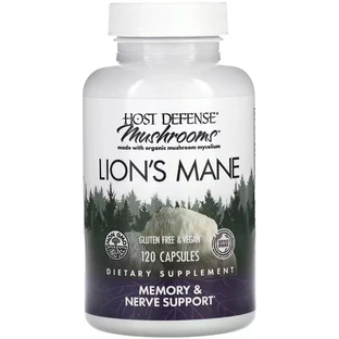 Ежовик гребенчатый, Поддержка памяти и нервов, Lion's Mane, Fungi Perfecti, 120 вегетарианских капсул