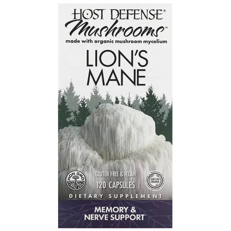 Ежовик гребенчатый, Поддержка памяти и нервов, Lion's Mane, Fungi Perfecti, 120 вегетарианских капсул: цены и характеристики