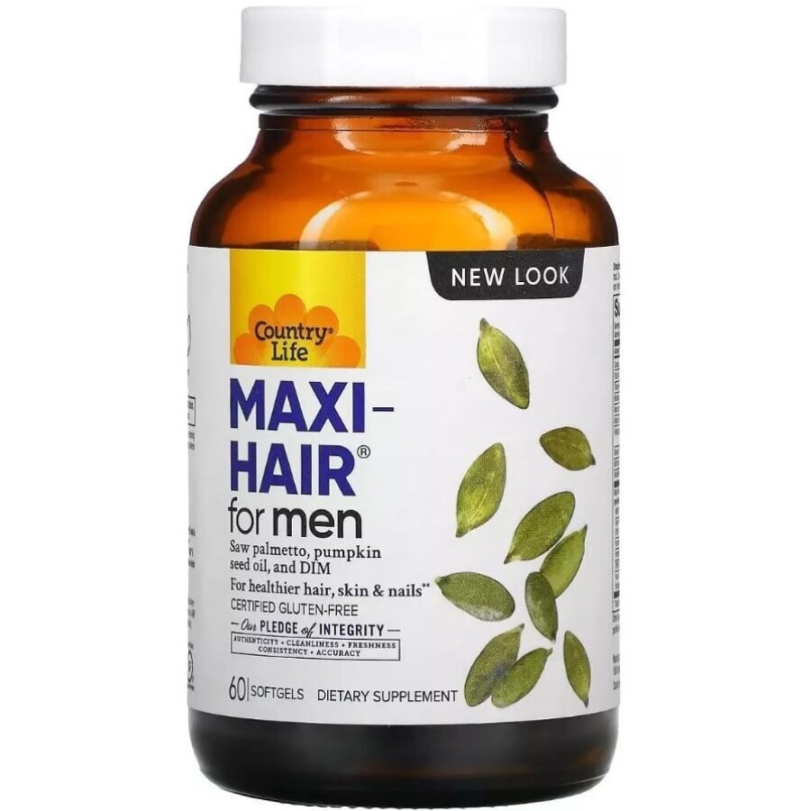 Комплекс для Роста и Укрепления Волос для мужчин, Maxi-Hair for Men, Country Life, 60 гелевых капсул: цены и характеристики