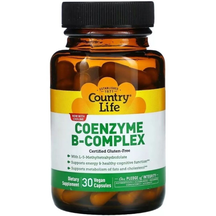 Коэнзим В-Комплекса, Coenzyme B-Complex, Country Life, 30 вегетарианских капсул: цены и характеристики