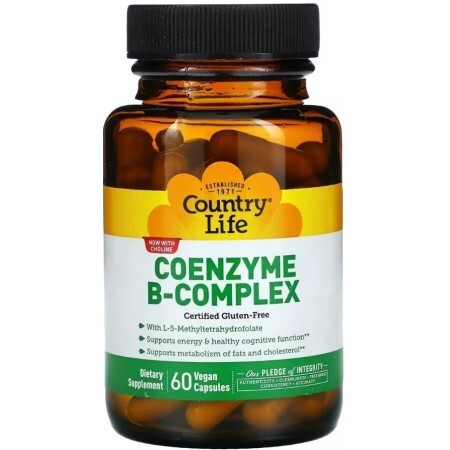 Коензим В-Комплексу, Coenzyme B-Complex, Country Life, 60 вегетаріанських капсул