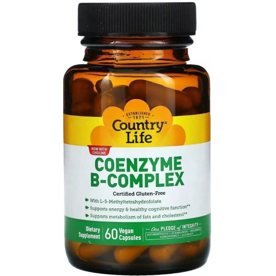 Коензим В-Комплексу, Coenzyme B-Complex, Country Life, 60 вегетаріанських капсул: ціни та характеристики