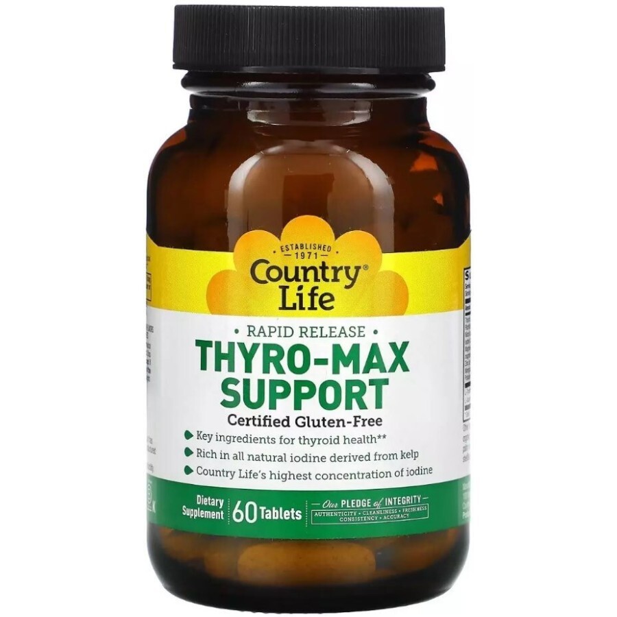 Підтримка Щитовидної Залізи, Rapid Release Thyro-Max Support, Country Life, 60 таблеток: ціни та характеристики