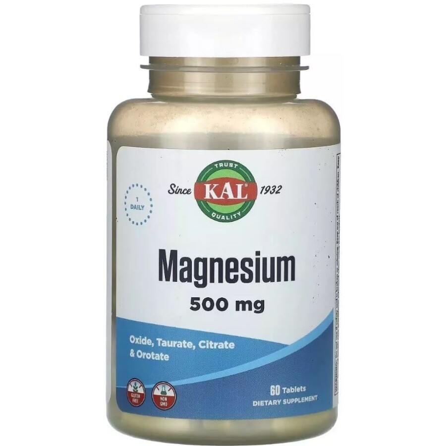 Магній, 500 мг, Magnesium, KAL, 60 таблеток: ціни та характеристики