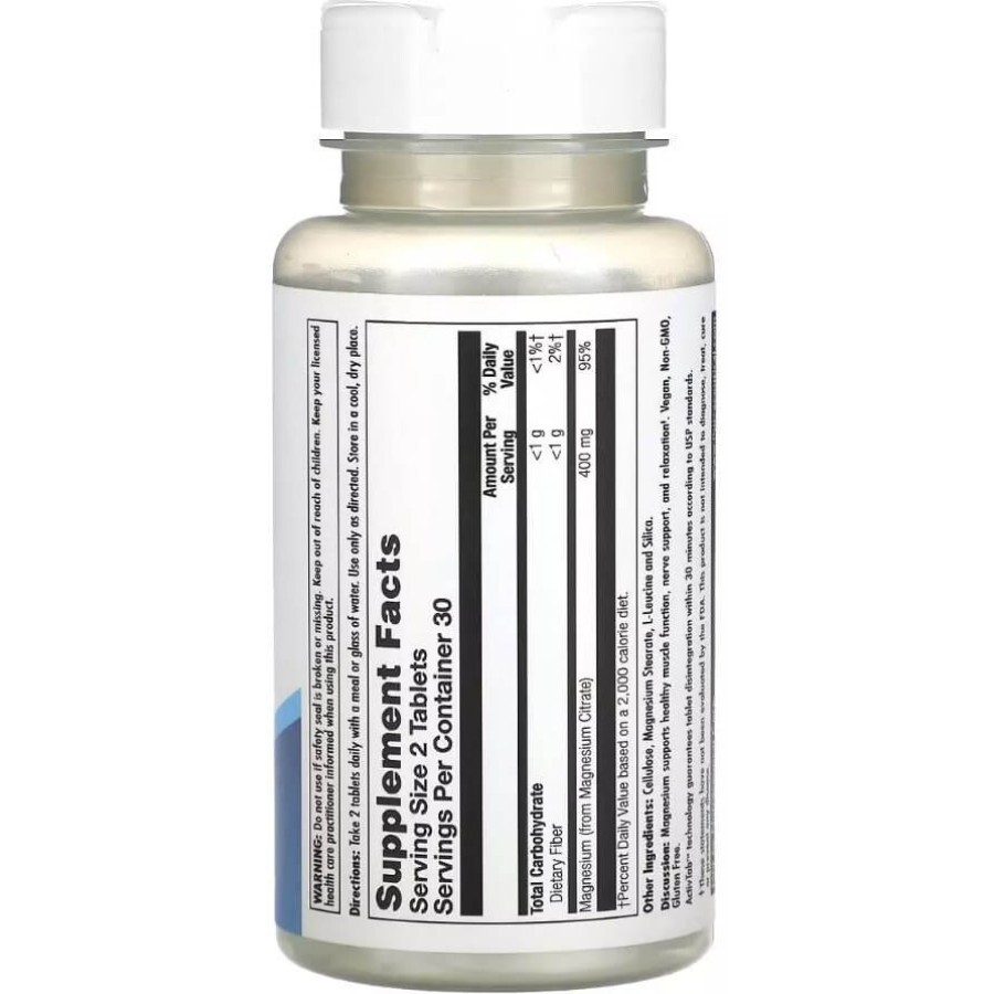 Магній Цитрат, 400 мг, Magnesium citrate, KAL, 60 таблеток: ціни та характеристики