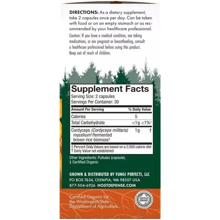Грибы кордицепс, поддержка выработки энергии, Cordyceps, Fungi Perfecti, 60 вегетарианских капсул: цены и характеристики