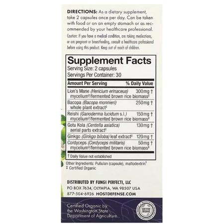 Гриби для здоров'я мозку, MycoBotanicals, Brain, Fungi Perfecti, 60 капсул: ціни та характеристики