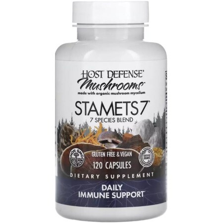 Ежедневная поддержка иммунитета, комплекс из 7 грибов, Stamets 7, Daily Immune Support, Fungi Perfecti, 120 вегетарианских капсул