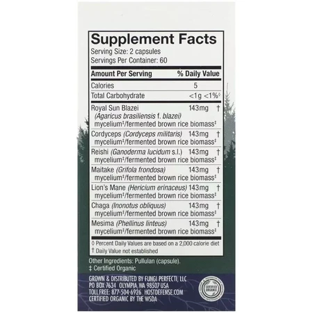 Ежедневная поддержка иммунитета, комплекс из 7 грибов, Stamets 7, Daily Immune Support, Fungi Perfecti, 120 вегетарианских капсул: цены и характеристики