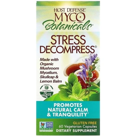 Грибы для снятия стресса, MycoBotanicals, Stress Decompress, Fungi Perfecti, 60 вегетарианских капсул: цены и характеристики