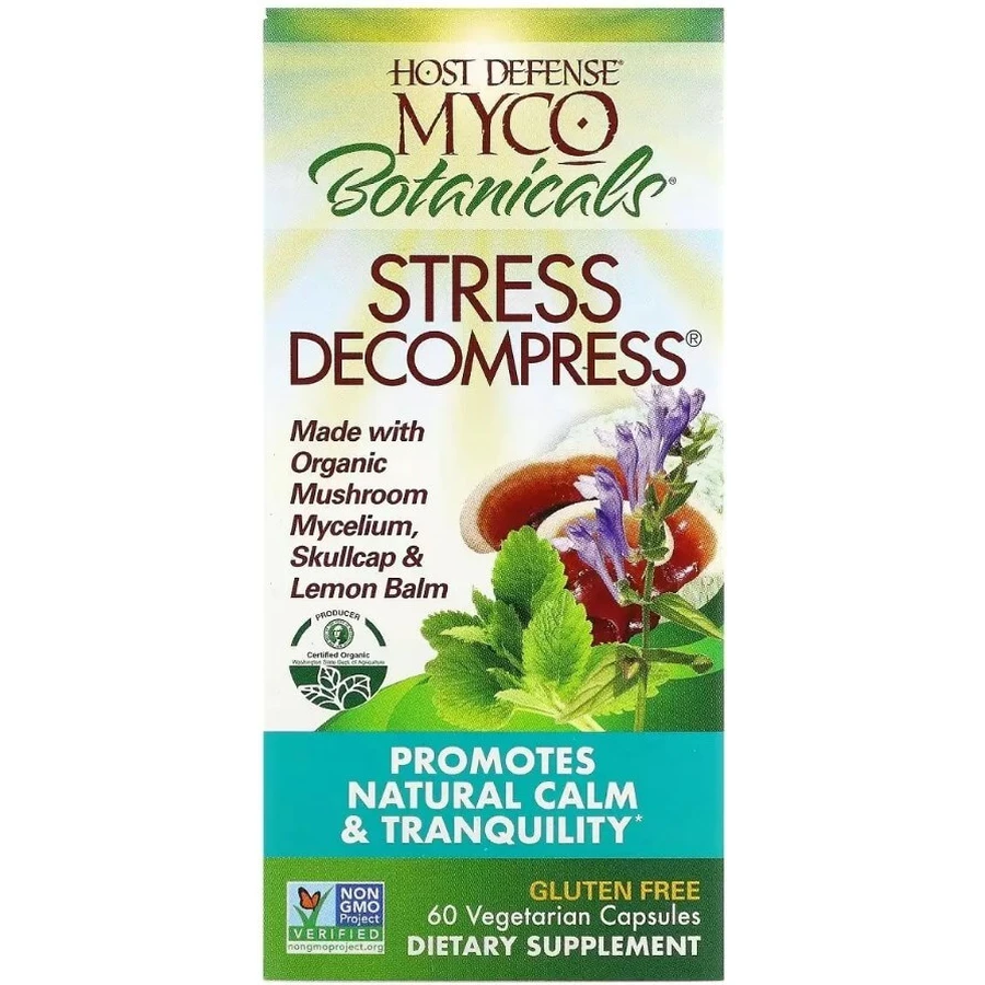 Грибы для снятия стресса, MycoBotanicals, Stress Decompress, Fungi Perfecti, 60 вегетарианских капсул: цены и характеристики