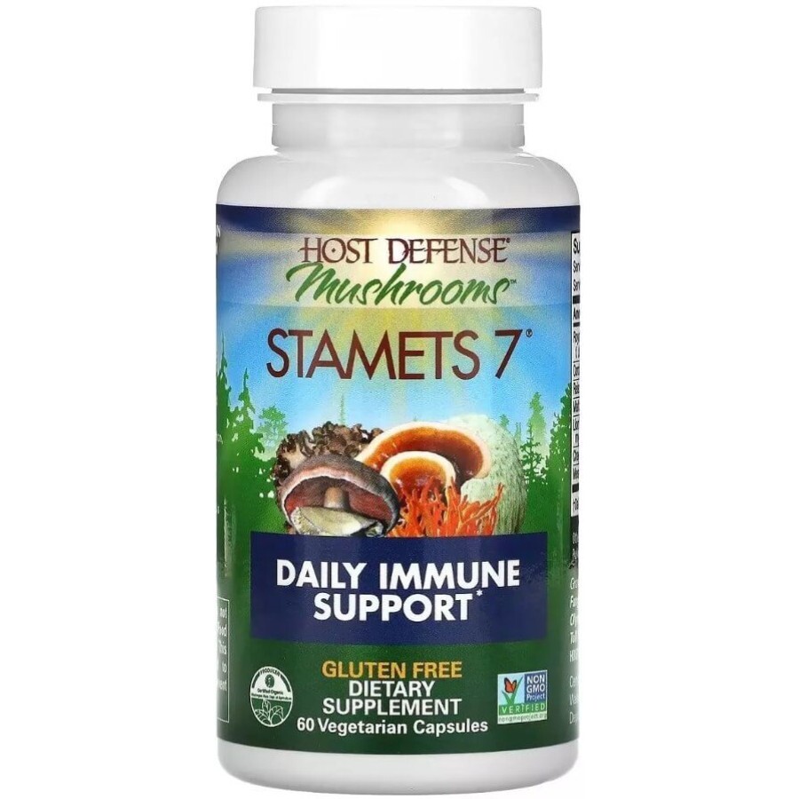 Ежедневная поддержка иммунитета, комплекс из 7 грибов, Stamets 7, Daily Immune Support, Fungi Perfecti, 60 вегетарианских капсул: цены и характеристики