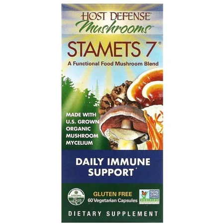 Щоденна підтримка імунітету, комплекс із 7 грибів, Stamets 7, Daily Immune Support, Fungi Perfecti, 60 вегетаріанських капсул: ціни та характеристики