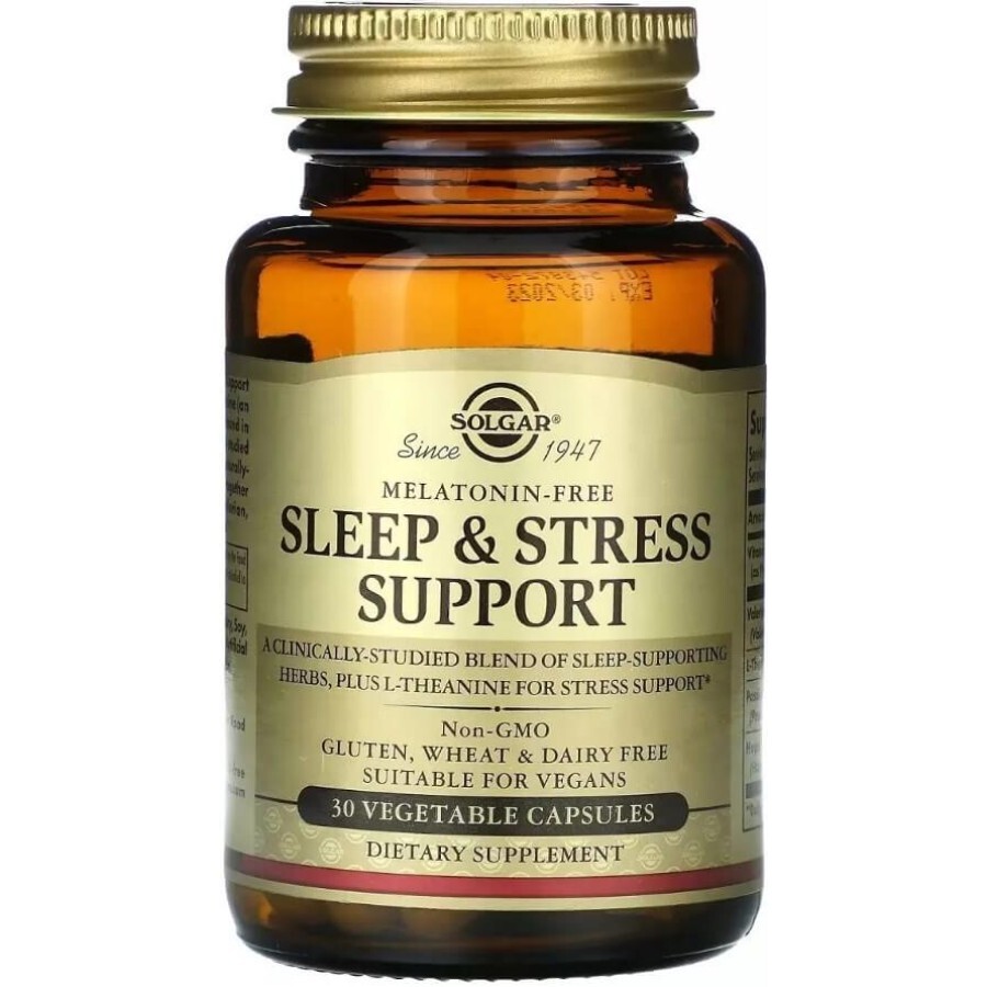 Поддержка сна и борьбы со стрессом, Sleep & Stress Support, Solgar, 30 вегетарианских капсул: цены и характеристики