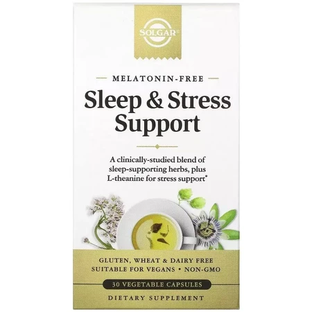 Підтримка сну та боротьби зі стресом, Sleep & Stress Support, Solgar, 30 вегетаріанських капсул: ціни та характеристики