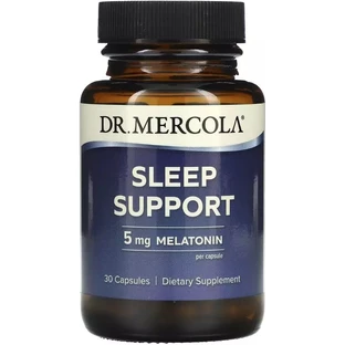 Поддержка сна с Мелатонином, 5 мг, Sleep Support, Dr. Mercola, 30 капсул