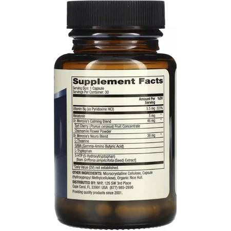 Поддержка сна с Мелатонином, 5 мг, Sleep Support, Dr. Mercola, 30 капсул: цены и характеристики