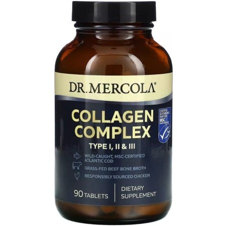 Комплекс коллагена, 1, 2 и 3 типа, Collagen Complex, Type I, II & III, Dr. Mercola, 90 таблеток