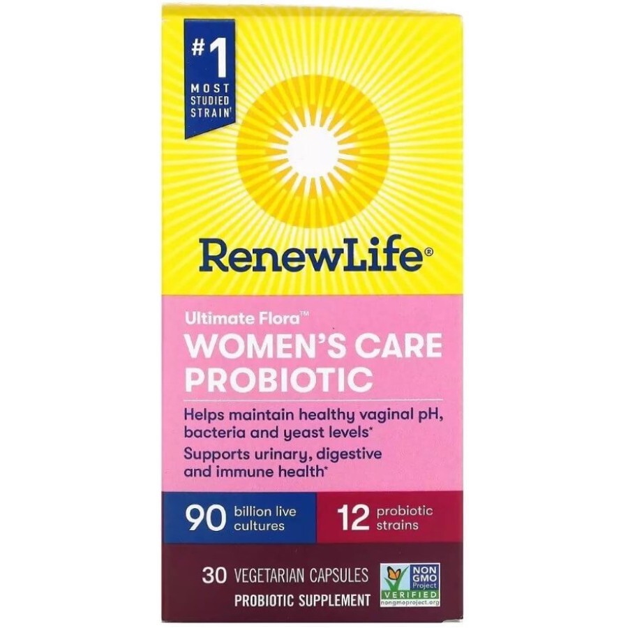 Пробіотик для жінок, 90 млрд КУО, Ultimate Flora, Women's Care Probiotic, Renew Life, 30 вегетаріанських капсул: ціни та характеристики