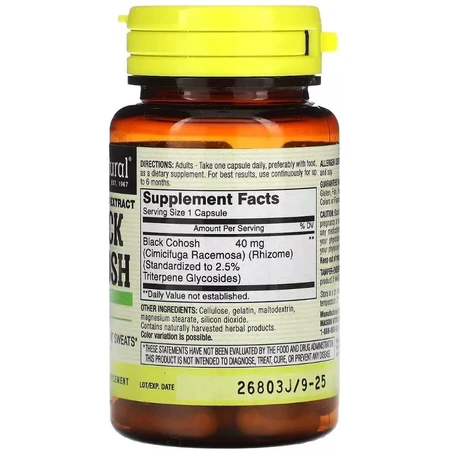Клопогон, Black Cohosh, Standardized Extract, Mason Natural, 60 капсул: ціни та характеристики