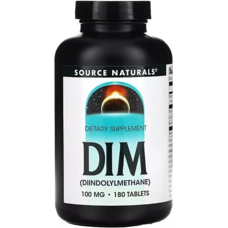 Дііндолілметан, 100 мг, DIM, Source Naturals, 180 таблеток