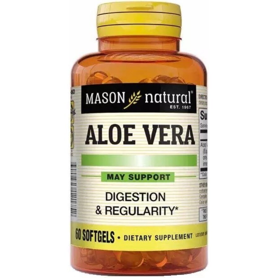 Алоэ вера, Aloe Vera, Mason Natural, 60 гелевых капсул: цены и характеристики
