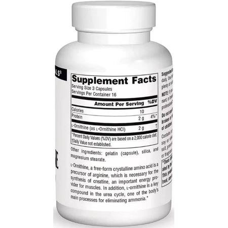 Орнитин, 667 мг, L-Ornithine, Source Naturals, 50 капсул: цены и характеристики