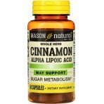 Кориця з альфа-ліпоєвою кислотою, Cinnamon Alpha Lipoic Acid, Mason Natural, 60 капсул: ціни та характеристики