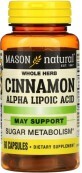 Корица с альфа-липоевой кислотой, Cinnamon Alpha Lipoic Acid, Mason Natural, 60 капсул