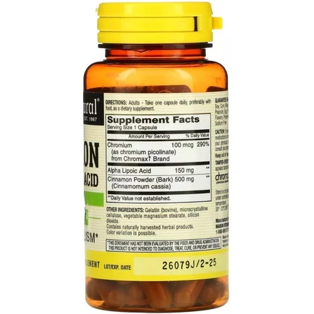 Кориця з альфа-ліпоєвою кислотою, Cinnamon Alpha Lipoic Acid, Mason Natural, 60 капсул: ціни та характеристики