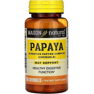 Папайя, комплекс пищеварительных ферментов, Papaya, Digestive Enzyme Complex, Mason Natural, 100 жевательных таблеток