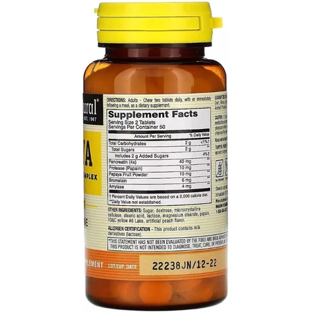 Папайя, комплекс пищеварительных ферментов, Papaya, Digestive Enzyme Complex, Mason Natural, 100 жевательных таблеток: цены и характеристики