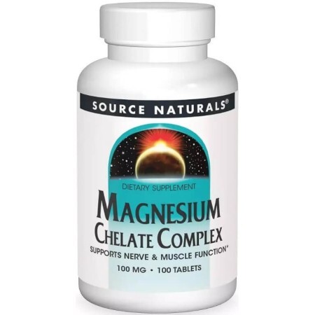 Магній Хелат, 100 мг, Magnesium Chelate Complex, Source Naturals, 100 таблеток